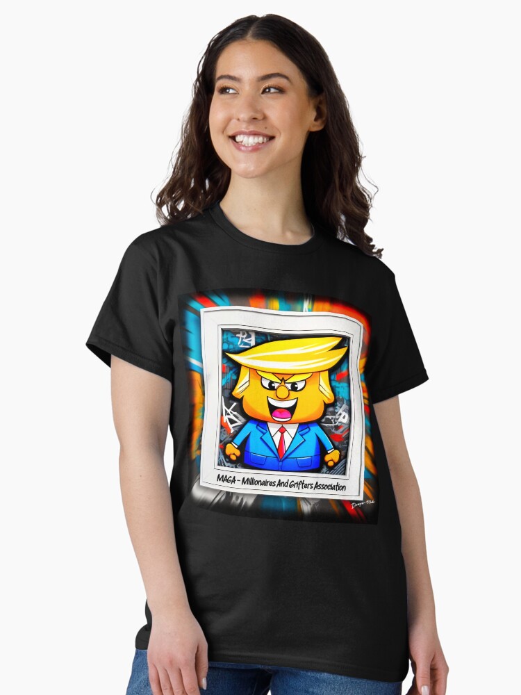 Imagen 2 de 7, Camiseta clásica con la obra Sátira política de EE. UU.: graffiti de Trump MAGA, diseñada y vendida por Drone-tees.