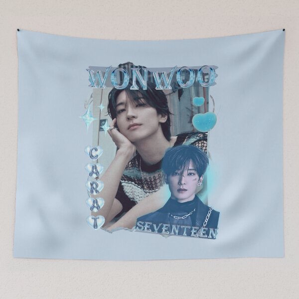 Item preview, Seventeen Blue Wonwoo Members Y2K Preppy Collage Design designed and sold by HELL0WBELLO.