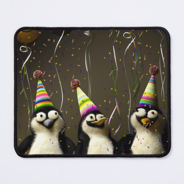 Item preview, Felted Party Penguins with Balloons and Confetti designed and sold by TringTringCards.