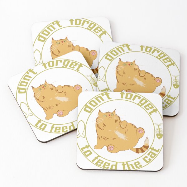 Item preview, Fat ginger cat and the slogan "don't forget to feed the cat!" designed and sold by ReflectedCrafts.
