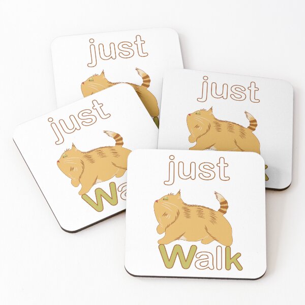 Item preview, Fat ginger walking cat and the words just walk designed and sold by ReflectedCrafts.