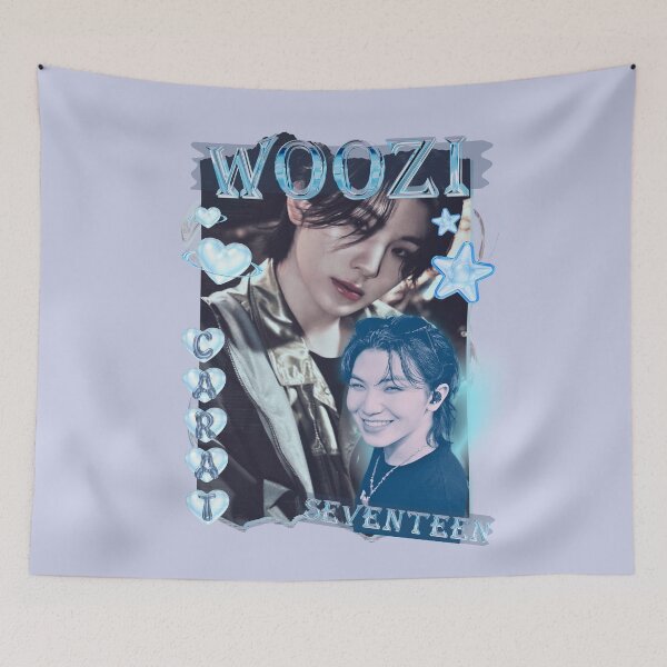 Item preview, Seventeen Blue Woozi Members Y2K Preppy Collage Design designed and sold by HELL0WBELLO.
