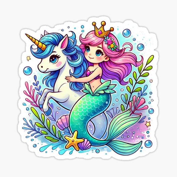 Item preview, Mermaid princess with water unicorn designed and sold by BrinkSub.