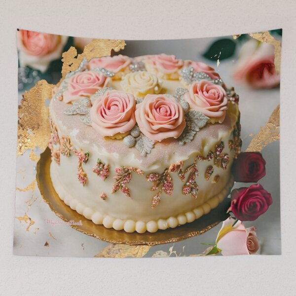 Item preview, Elegant Wedding Cake Art – Romantic Rose Floral Print designed and sold by My Dream Nook.