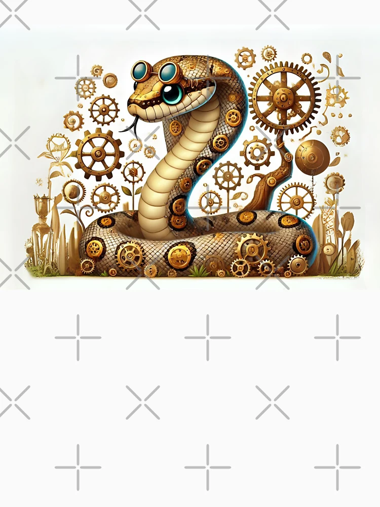 Thumbnail 7 of 7, Classic T-Shirt, Steampunk Reticulated Python designed and sold by Sillytoe.