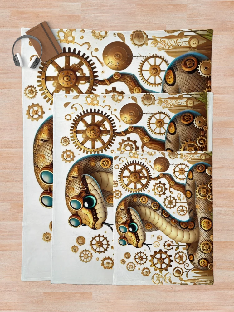 Thumbnail 5 von 6, Fleecedecke, Steampunk Netzpython designt und verkauft von Sillytoe.