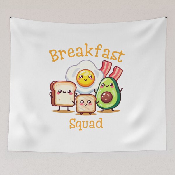 Item preview, avocado breakfast plate fried egg bacon bread toast kawaii breakfast squad designed and sold by ZerpaGiovanna.