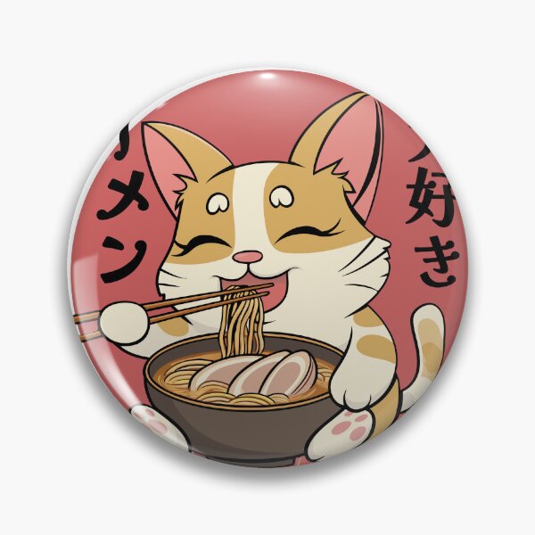 Item preview, Kawaii Cat Eating Ramen Japanese Pop Culture  designed and sold by PlayfulMuse.