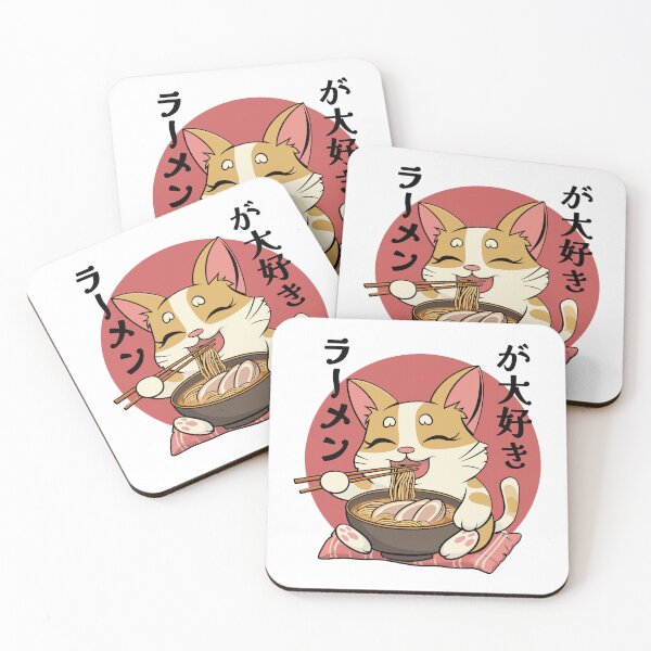 Item preview, Kawaii Cat Eating Ramen Japanese Pop Culture  designed and sold by PlayfulMuse.