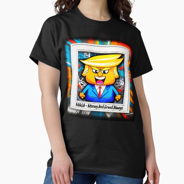 Vista previa del artículo con la obra «Sátira política de EE. UU.: graffiti de Trump MAGA», diseñado y vendido por Drone-tees.