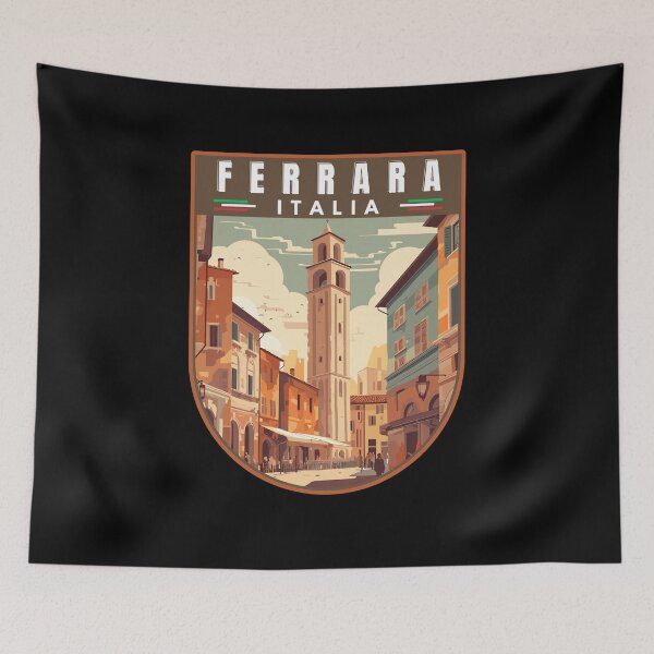 Item preview, Ferrara in Emilia-Romagna Italy Retro Travel Art Emblem designed and sold by MaateoDesign.