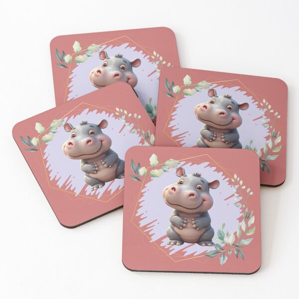 Item preview, Adorable Baby Hippo in a Modern Floral Frame designed and sold by monjamm.