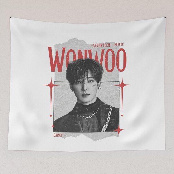 Item preview, Seventeen Black and Red Wonwoo Group Members Y2K Preppy Collage Design designed and sold by HELL0WBELLO.