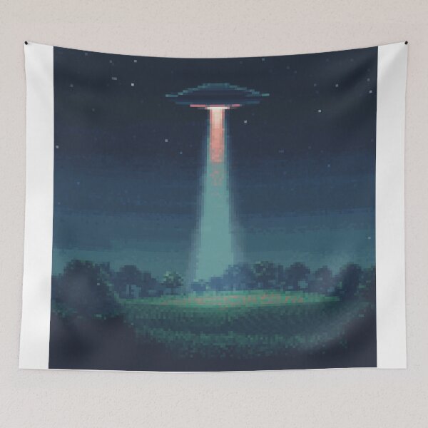 Item preview, Night Harvest: Retro Pixel UFO Abduction designed and sold by Organic Creeps.