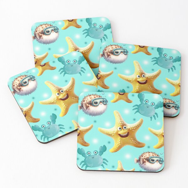 Item preview, Starfish, crab and balloon fish pattern designed and sold by Topmel.