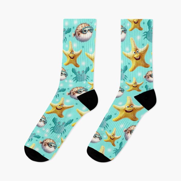 Item preview, Starfish, crab and balloon fish pattern designed and sold by Topmel.