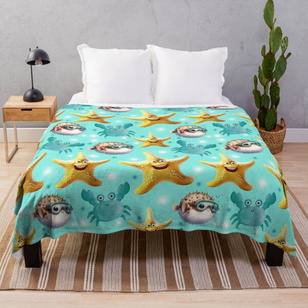 Item preview, Starfish, crab and balloon fish pattern designed and sold by Topmel.