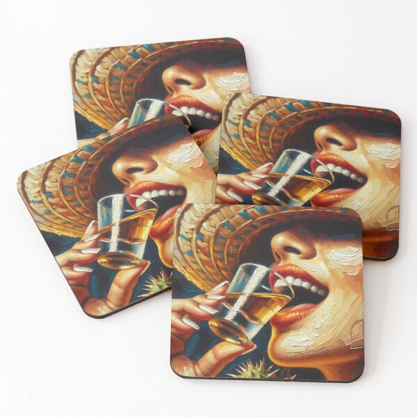 Item preview, Woman having a shot of tequila designed and sold by dulceguavashop.