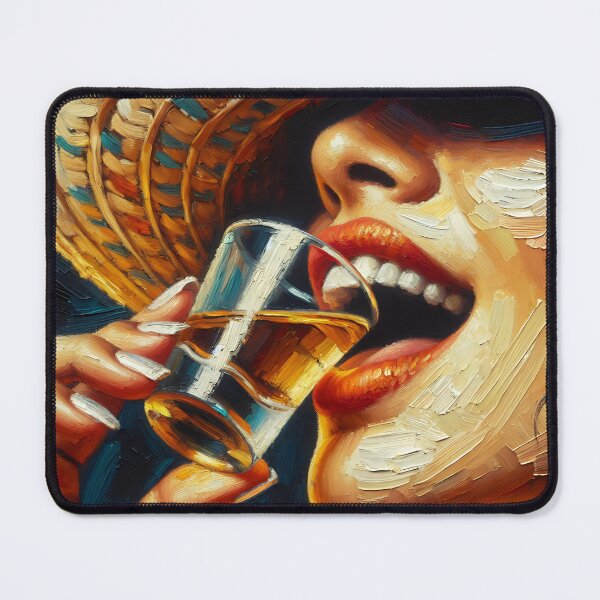 Item preview, Woman having a shot of tequila designed and sold by dulceguavashop.