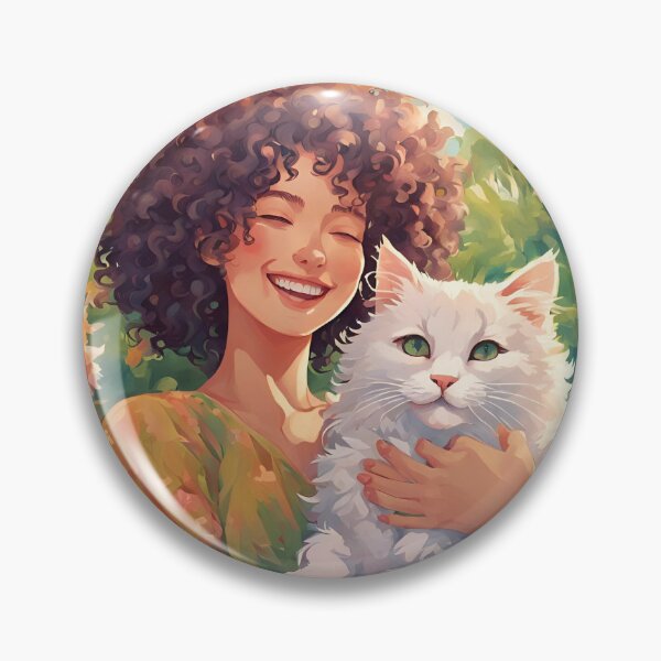 Item preview, Curly Headed Cutie With A Cat designed and sold by lilyraeart.
