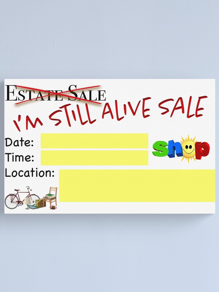 Thumbnail 1 of 3, Canvas Print, Funny Garage Sale Sign designed and sold by westwind16.