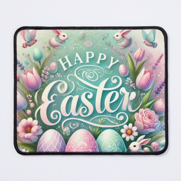 Item preview, Happy Easter Bunny and colorful Easter eggs and flowers V6 designed and sold by DreamingAwake1.
