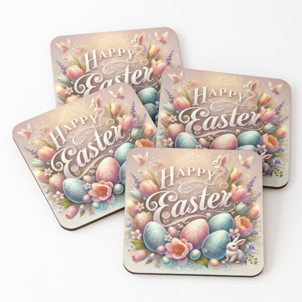 Item preview, Happy Easter Bunny and colorful Easter eggs and flowers V7 designed and sold by DreamingAwake1.