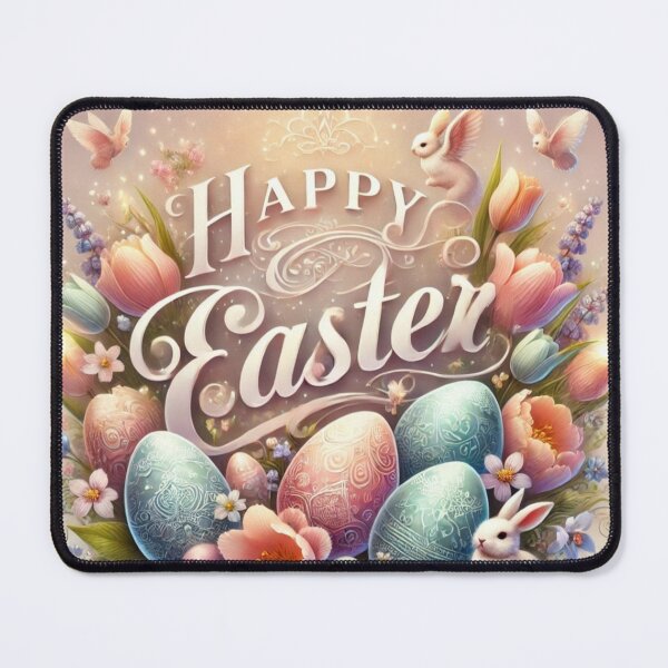 Item preview, Happy Easter Bunny and colorful Easter eggs and flowers V7 designed and sold by DreamingAwake1.