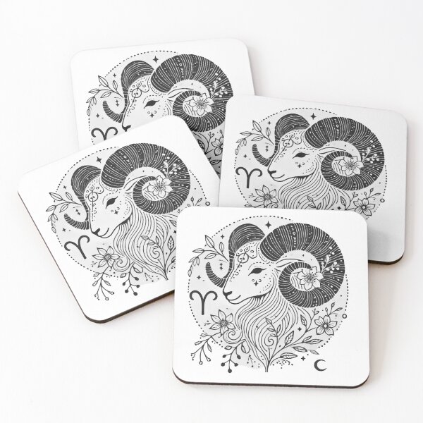 Item preview, Ethereal Aries Zodiac | Minimalist Boho Ram with Celestial & Botanical Accents designed and sold by KittyKatto.