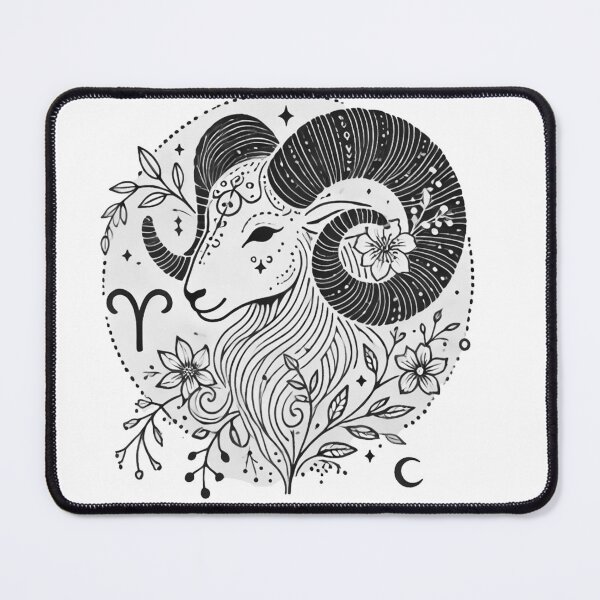 Item preview, Ethereal Aries Zodiac | Minimalist Boho Ram with Celestial & Botanical Accents designed and sold by KittyKatto.