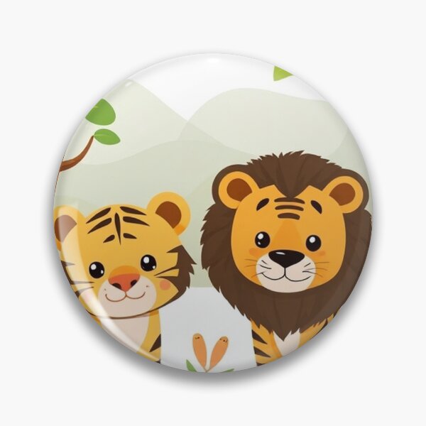 Item preview, Cute Lion and Tiger Wildlife Habitat Vector Illustration designed and sold by hjian8219.