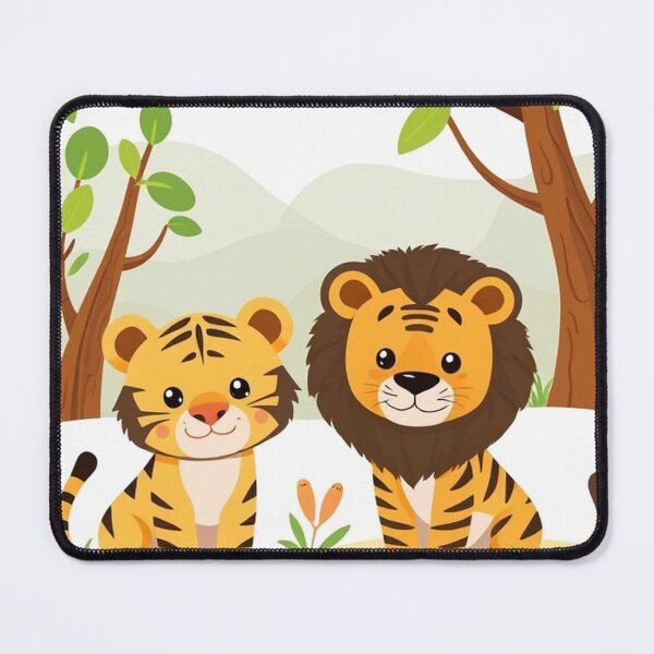 Item preview, Cute Lion and Tiger Wildlife Habitat Vector Illustration designed and sold by hjian8219.