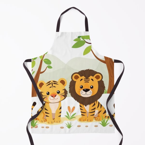 Item preview, Cute Lion and Tiger Wildlife Habitat Vector Illustration designed and sold by hjian8219.