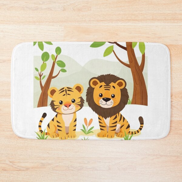 Item preview, Cute Lion and Tiger Wildlife Habitat Vector Illustration designed and sold by hjian8219.
