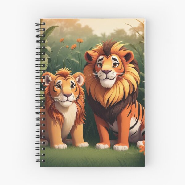 Item preview, Cute Lion and Tiger Wildlife Habitat Vector Illustration designed and sold by hjian8219.