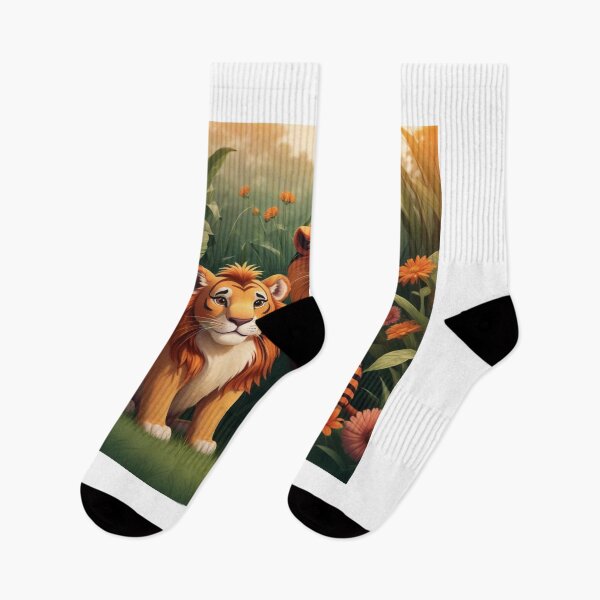 Item preview, Cute Lion and Tiger Wildlife Habitat Vector Illustration designed and sold by hjian8219.