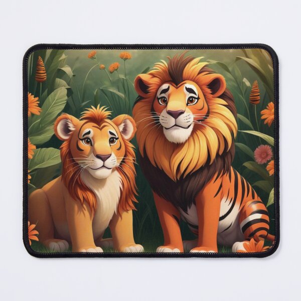 Item preview, Cute Lion and Tiger Wildlife Habitat Vector Illustration designed and sold by hjian8219.
