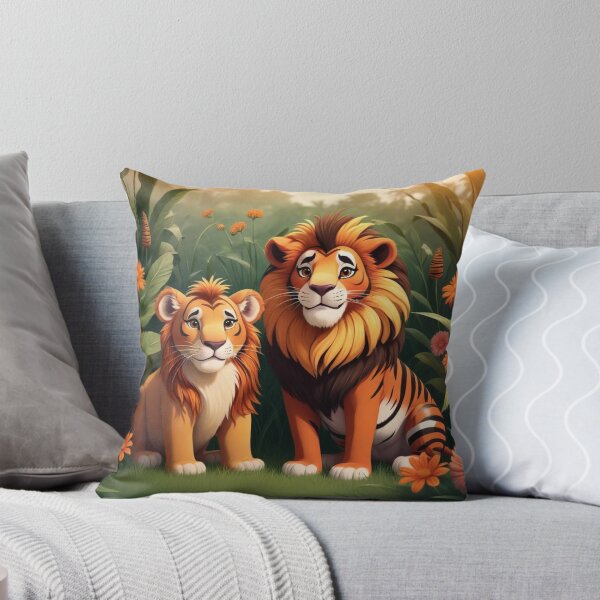 Item preview, Cute Lion and Tiger Wildlife Habitat Vector Illustration designed and sold by hjian8219.