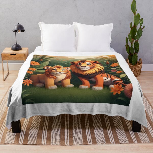 Item preview, Cute Lion and Tiger Wildlife Habitat Vector Illustration designed and sold by hjian8219.