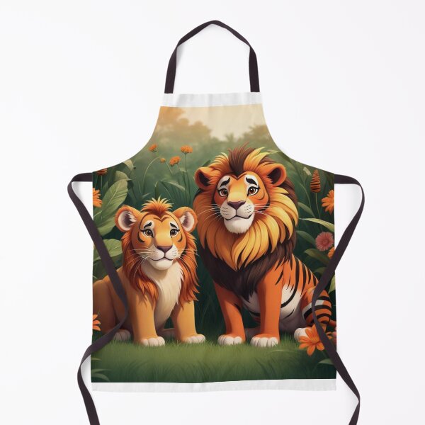 Item preview, Cute Lion and Tiger Wildlife Habitat Vector Illustration designed and sold by hjian8219.