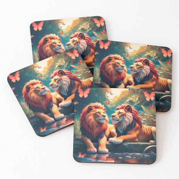 Item preview, Cute Lion and Tiger Wildlife Habitat Vector Illustration designed and sold by hjian8219.