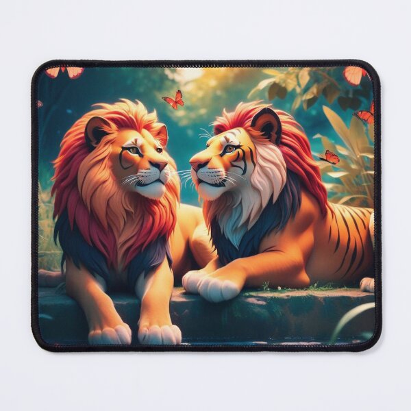 Item preview, Cute Lion and Tiger Wildlife Habitat Vector Illustration designed and sold by hjian8219.