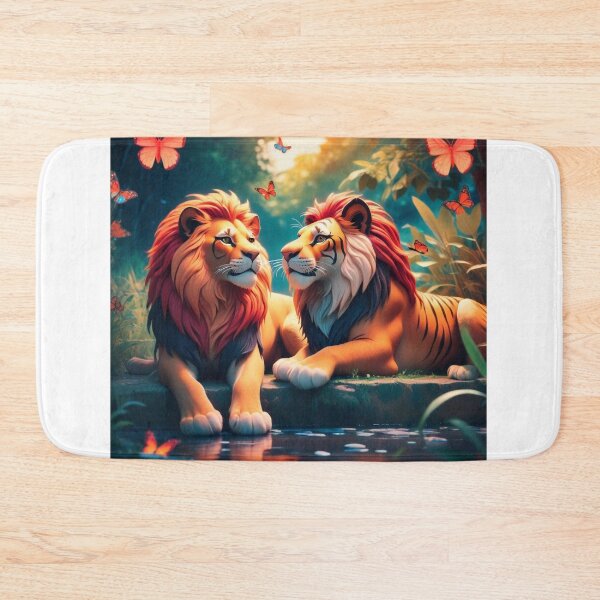 Item preview, Cute Lion and Tiger Wildlife Habitat Vector Illustration designed and sold by hjian8219.