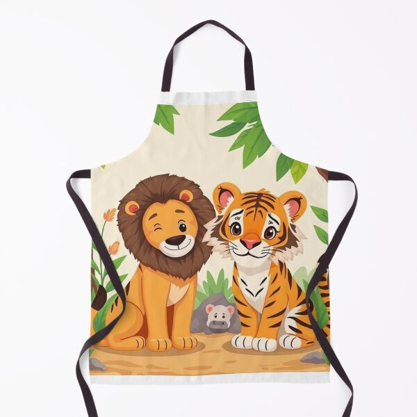Item preview, Cute Lion and Tiger Wildlife Habitat Vector Illustration designed and sold by hjian8219.
