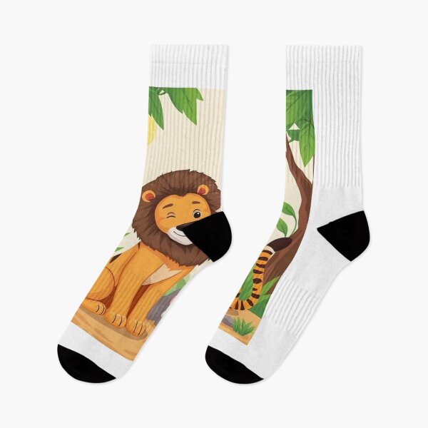 Item preview, Cute Lion and Tiger Wildlife Habitat Vector Illustration designed and sold by hjian8219.