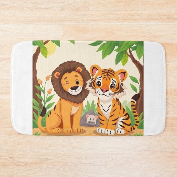 Item preview, Cute Lion and Tiger Wildlife Habitat Vector Illustration designed and sold by hjian8219.