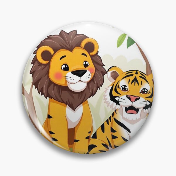 Item preview, Cute Lion and Tiger Wildlife Habitat Vector Illustration designed and sold by hjian8219.