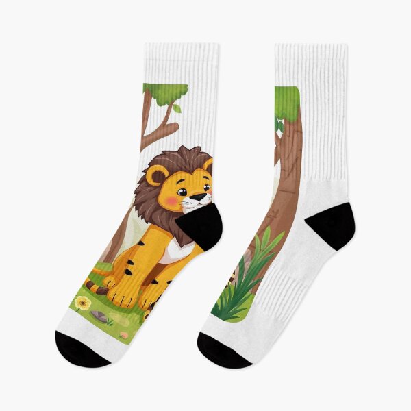 Item preview, Cute Lion and Tiger Wildlife Habitat Vector Illustration designed and sold by hjian8219.