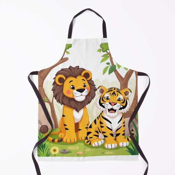 Item preview, Cute Lion and Tiger Wildlife Habitat Vector Illustration designed and sold by hjian8219.