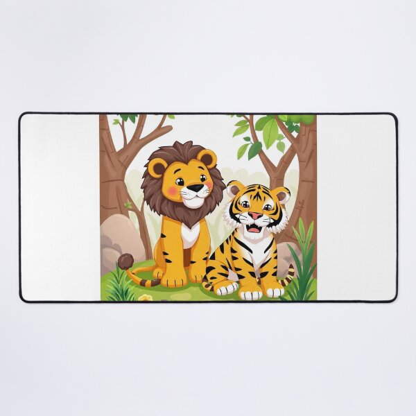 Item preview, Cute Lion and Tiger Wildlife Habitat Vector Illustration designed and sold by hjian8219.